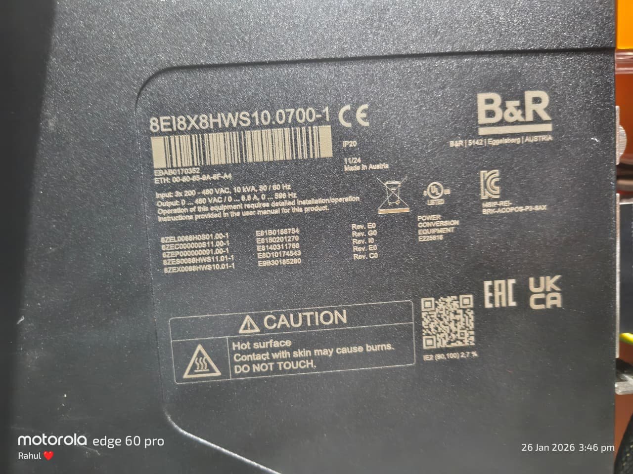 B&R 8EI8X8HWS10.0700-1 Servo Drive Supplier – Anadi Automation